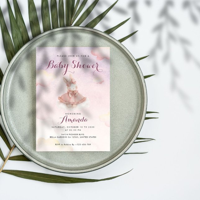 Inbjudan till rosa Bunny Baby Shower (Skapare uppladdad)