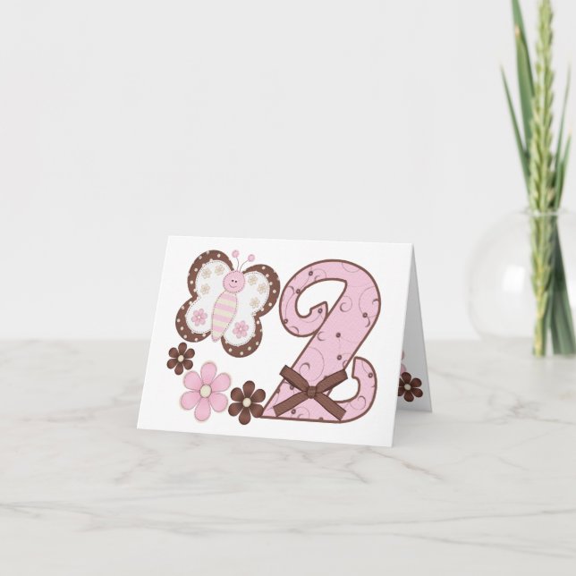 Inbjudan till rosa Butterfly 2:a födelsedag (Framsida)