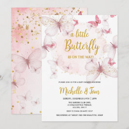 Inbjudan till rosa Butterfly Baby Shower