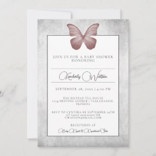 Inbjudan till rosa Butterfly Baby Shower
