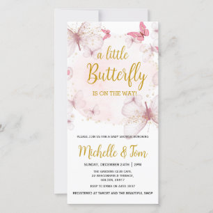 Inbjudan till rosa Butterfly Baby Shower