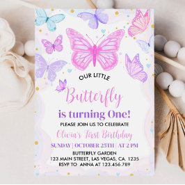 Inbjudan till rosa Butterfly första födelsedagen
