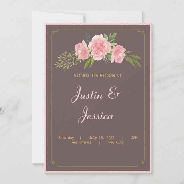 Inbjudan till rosa Carnation Wedding (Framsida)
