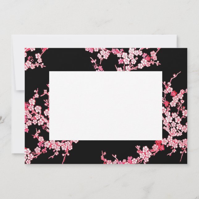 Inbjudan till Rosa Cherry Blommar Gräns (Framsida)