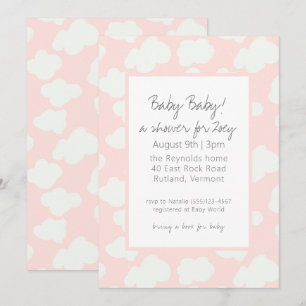 Inbjudan till rosa Clouds Baby Shower