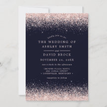  inbjudan till Rosa Confetti Navy Blue Wedding