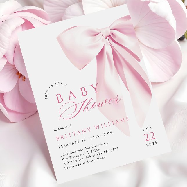 Inbjudan till rosa Coquette Bow Baby Shower (Skapare uppladdad)