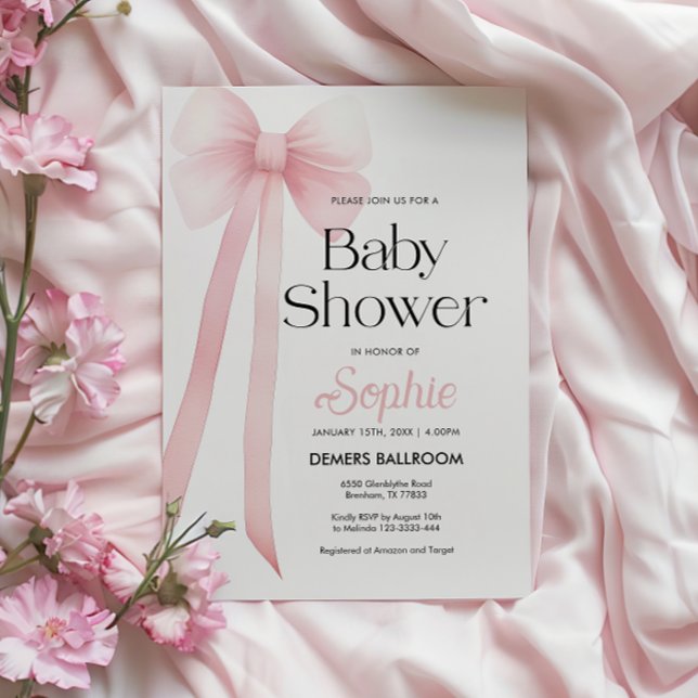 Inbjudan till rosa Coquette Bow Baby Shower (Skapare uppladdad)