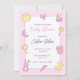 Inbjudan till rosa Cute Baby Shower