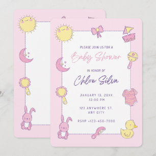 Inbjudan till rosa Cute Baby Shower