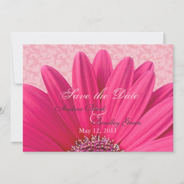 Inbjudan till rosa Daisy Spara datum meddelande (Framsida)
