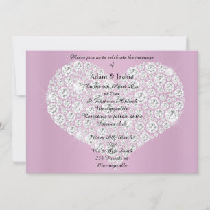 Inbjudan till rosa DIAMOND HEART ELEGANT BRÖLLOP