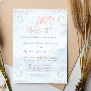 Inbjudan till rosa Dolphin Wedding