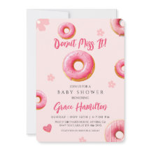 Inbjudan till rosa Donut Baby Shower för flickor