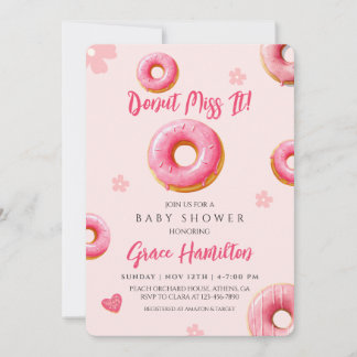 Inbjudan till rosa Donut Baby Shower för flickor