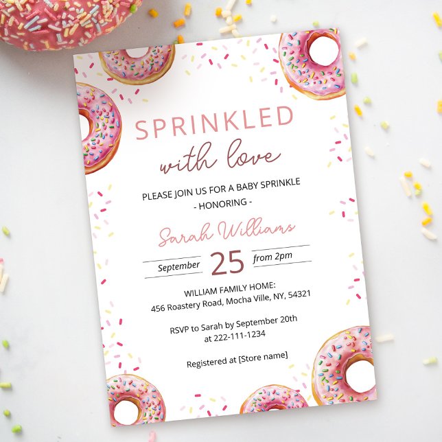 Inbjudan till rosa Donut Baby Sprinkle Shower (Skapare uppladdad)