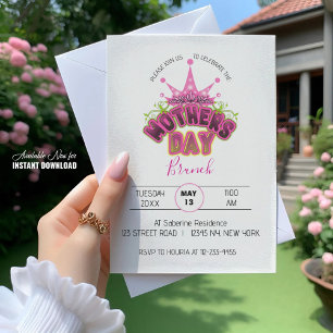 Inbjudan till rosa drottning Krona Mors dag Brunch