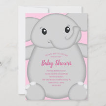 Inbjudan till rosa Elephant Baby Shower