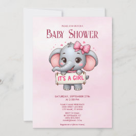 Inbjudan till rosa Elephant Baby Shower