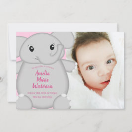 Inbjudan till rosa Elephant Baby Shower