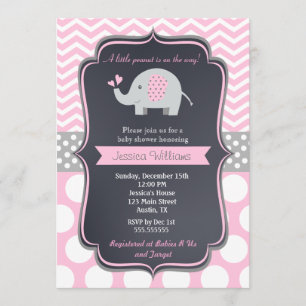 Inbjudan till rosa Elephant Baby Shower