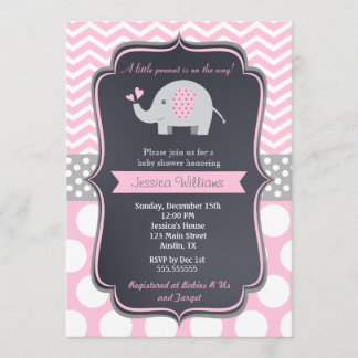 Inbjudan till rosa Elephant Baby Shower