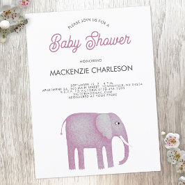 Inbjudan till rosa Elephant Baby Shower