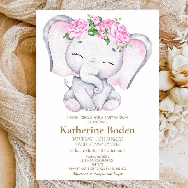 Inbjudan till rosa Elephant Baby Shower (Skapare uppladdad)