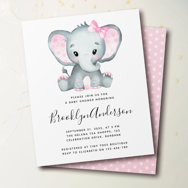 Inbjudan till rosa Elephant Baby Shower (Skapare uppladdad)