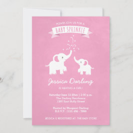 Inbjudan till rosa Elephant Girl Baby Sprinkle Sho