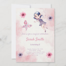 Inbjudan till rosa Fairy Birthday