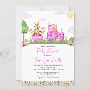 Inbjudan till rosa Farm Baby Shower