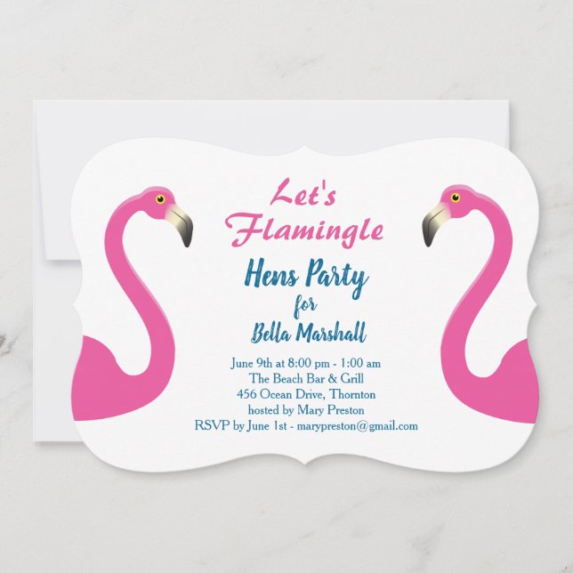 Inbjudan till Rosa Flamingo Höna-fest (Framsida)