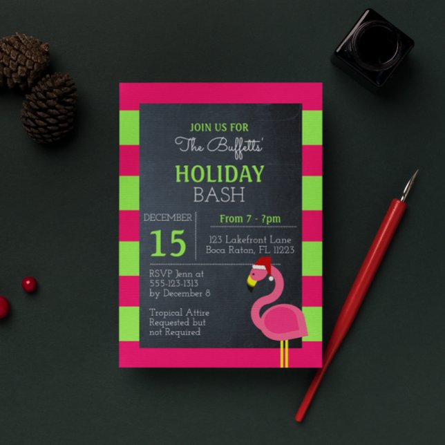 Inbjudan till rosa Flamingo Tropical Julfest (Skapare uppladdad)