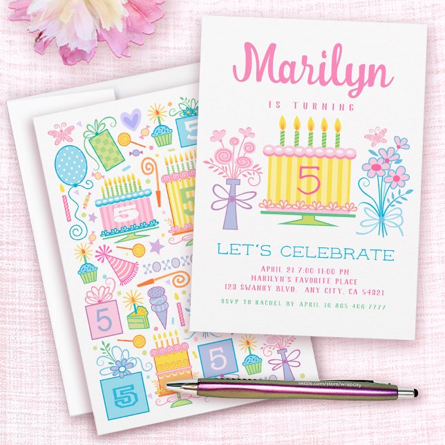 Inbjudan till Rosa flicka 5:e födelsedagen (Skapare uppladdad)