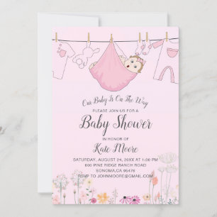 Inbjudan till rosa Flicka Baby-bloggare