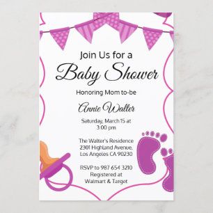 Inbjudan till Rosa Flicka Baby Shower