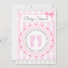 Inbjudan till rosa Footprint Girl's Baby Shower