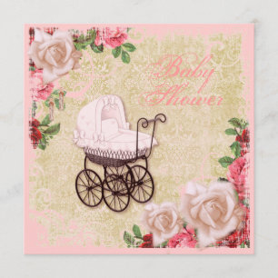Inbjudan till Rosa för babyskor för vintage Ro Blo