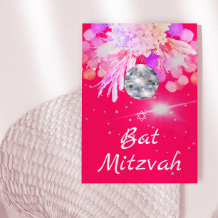 Inbjudan till Rosa för bat mitzvah Blommigt via Di