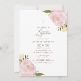 Inbjudan till Rosa för vattenfärger - Peonies Bapt