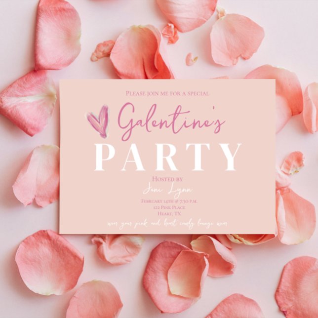 Inbjudan till rosa Galentines Girl Friends Party (Pink Galantines Girl Friends Party Invitation
)