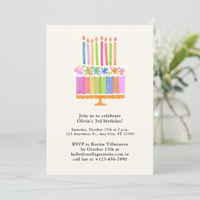 Inbjudan till rosa Girl Birthday Birthday (Stående Fram)