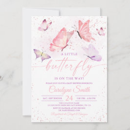 Inbjudan till rosa Girl Girl Butterfly Baby Shower