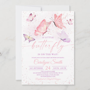 Inbjudan till rosa Girl Girl Butterfly Baby Shower