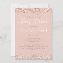 Inbjudan till rosa Glitter Baby Shower