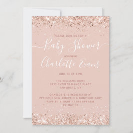 Inbjudan till rosa Glitter Baby Shower