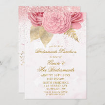 inbjudan till Rosa Glitter Bridesmaids Luncheon
