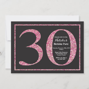 Inbjudan till Rosa Glitter Chalkboard till 30års f
