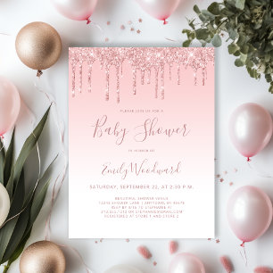 Inbjudan till rosa Glitter Girl Baby Shower